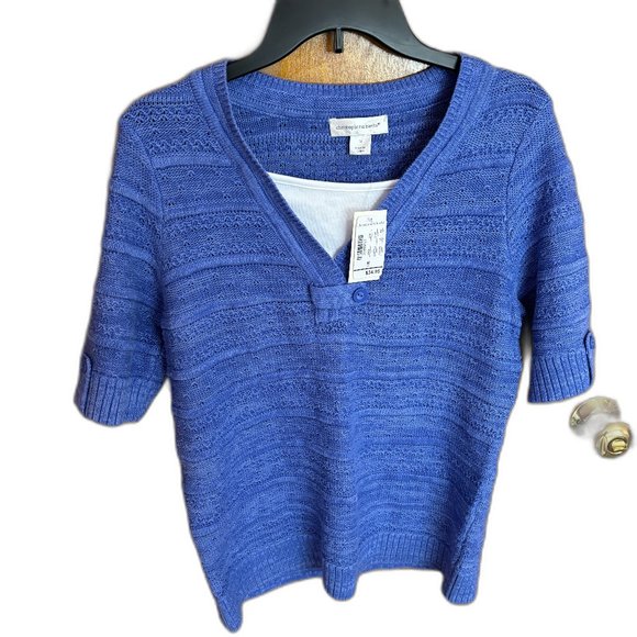 Christopher and Banks Blue Sweater NWT‎ with Fake Camisole - Picture 1 of 14